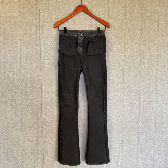 Asos Black Coated Stretch Denim Emo Y2K Festival Rocker Flare Leg Jeans Size - Picture 7 of 9